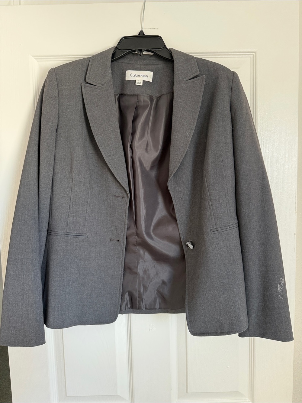 Calvin Klein Women’s Dark Gray Suit - Single-Button Blazer AND Pants - NOTES